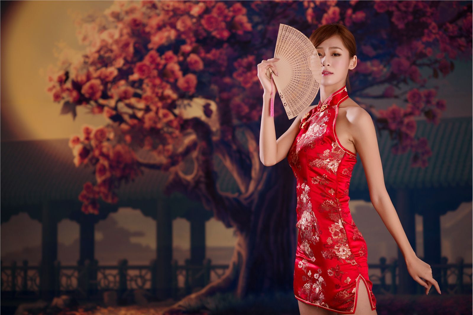 Beautyleg Winnie小雪红色旗袍性感迷人